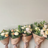 Flower bouquets of varying sizes. 